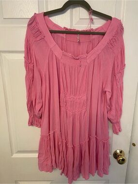 Free People Pink Peasant Tunic Top